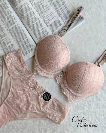 Luxury Essential Victoria Secret T-Shirt Bra Panty Set Wired Pushup