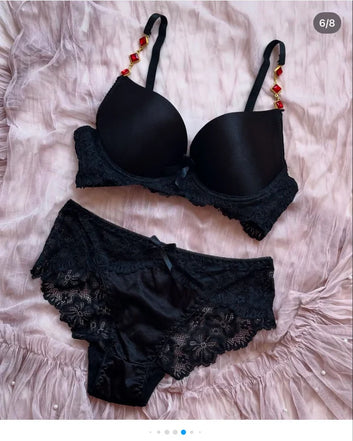 Luxury Essentialn  Intimate Bra Panty Set Silk Satin