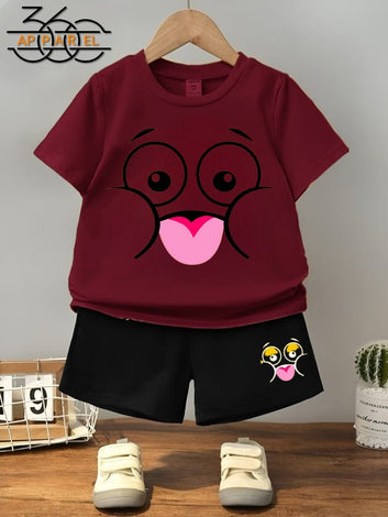 Adorable face Print Toddler Outfit – 2-Piece Summer Set for kids