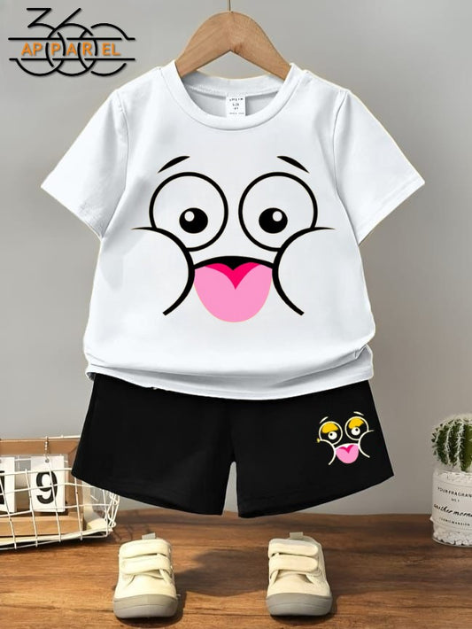 Adorable face Print Toddler Outfit – 2-Piece Summer Set for kids