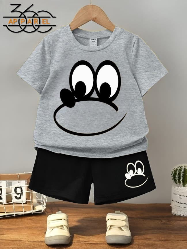 Adorable face Print Toddler Outfit – 2-Piece Summer Set for kids