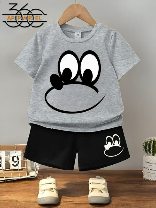 Adorable face Print Toddler Outfit – 2-Piece Summer Set for kids
