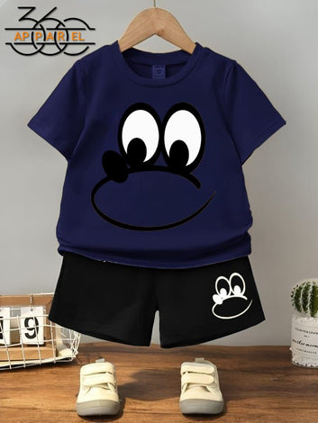 Adorable face Print Toddler Outfit – 2-Piece Summer Set for kids