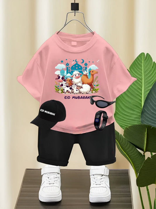 Adorable Eid Ul Azha Print Toddler Outfit – 5-Piece Summer Set for kids