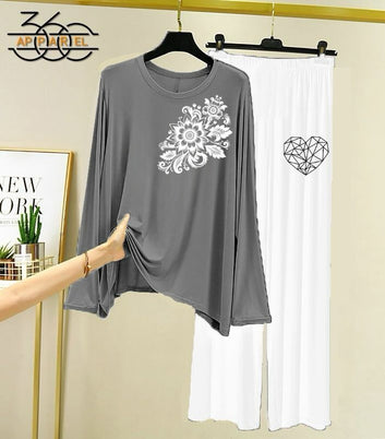 New love Printed Half Sleeves Shirt And Printed Trouser Night Wear