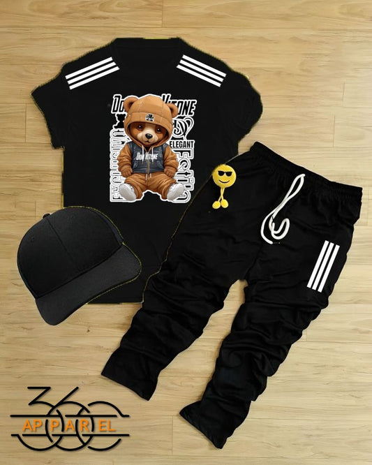 Adorable Bear Print Toddler Outfit gifts  – 2-Piece Summer Set for kids